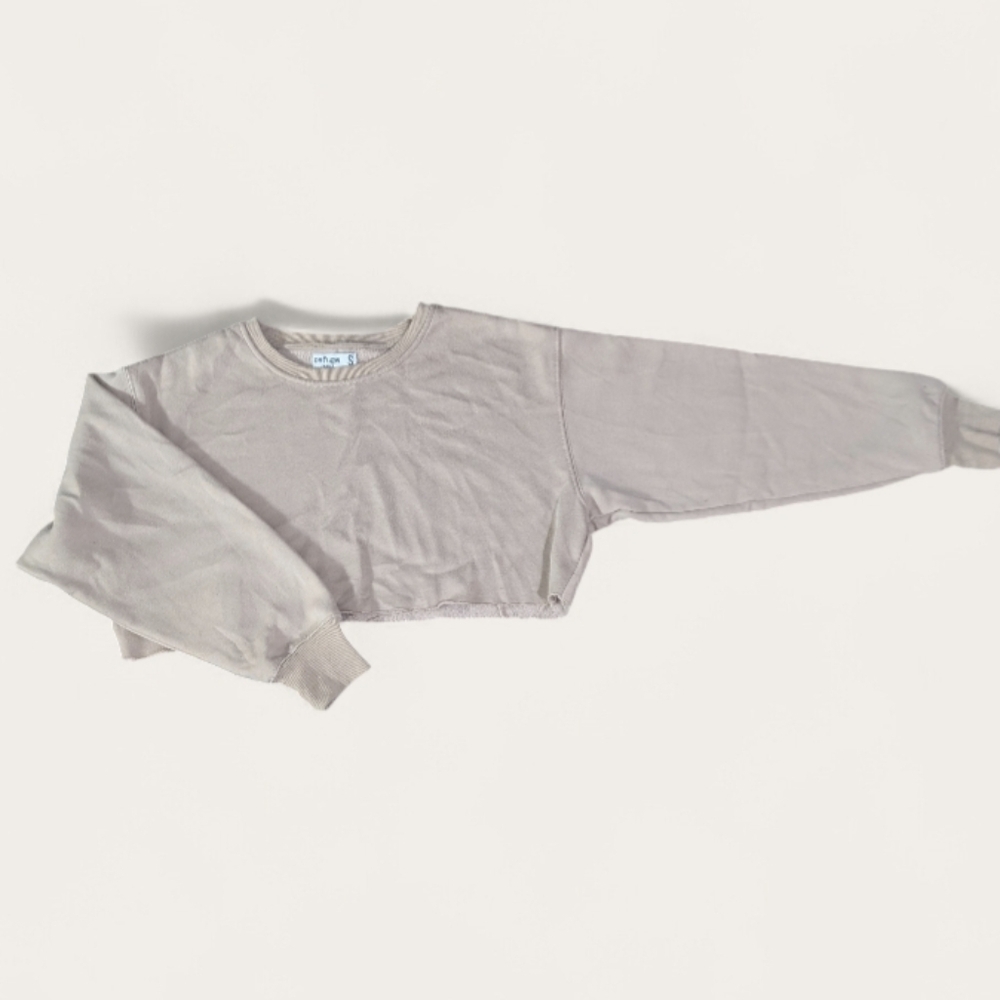 Refuge Athletics Tan Fleece Cropped Sweatshirt Size Small